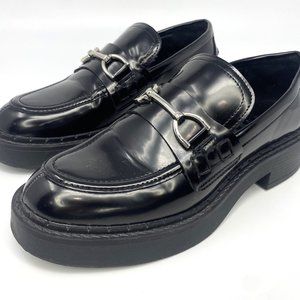 Zara Women's Horse-bit Patent Loafer /Black Chunky Sole & Heel / 6 US / Y2K
